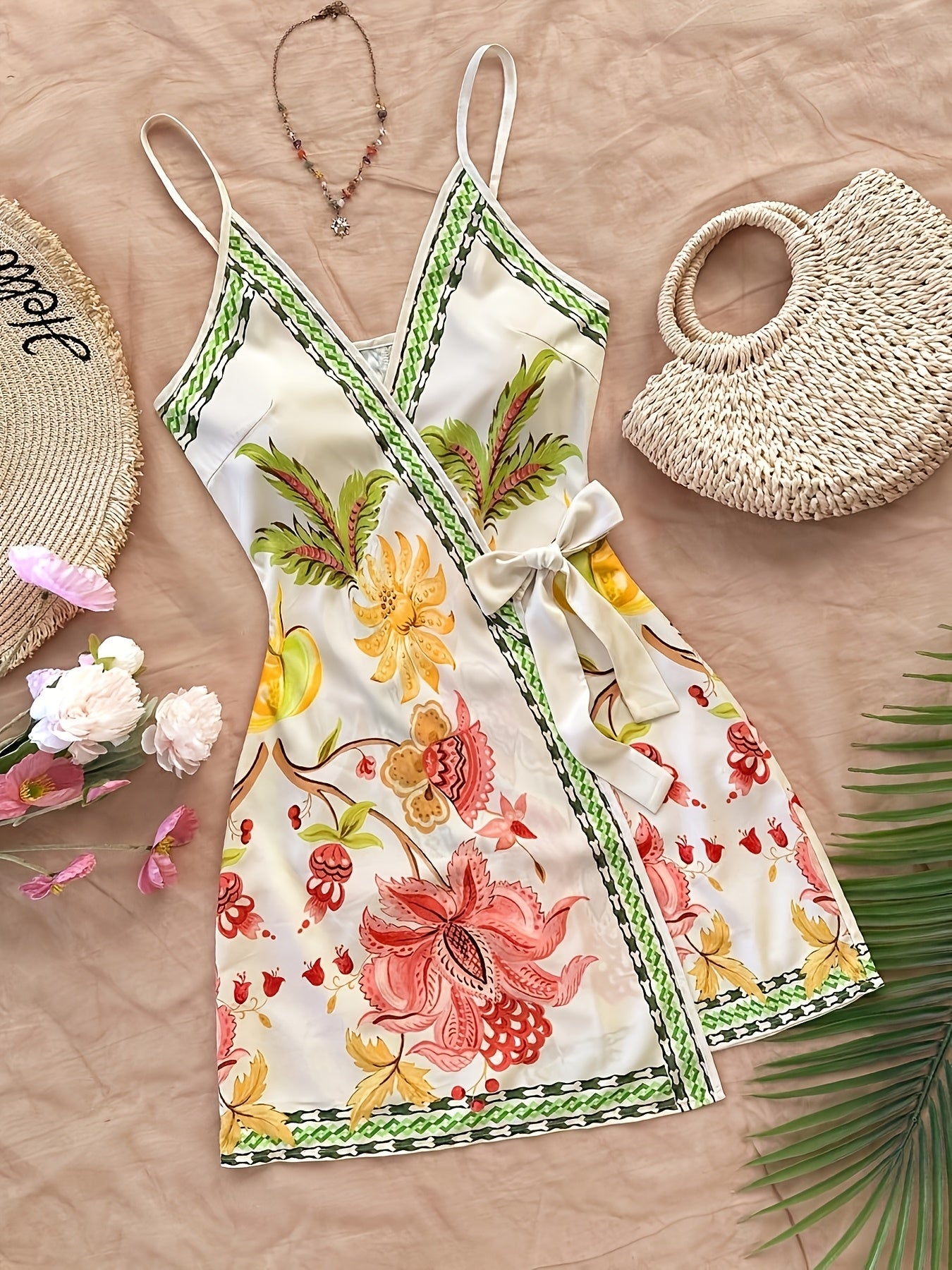 Dara™ Vestido Largo Tropical con Escote en V y Estampado Floral