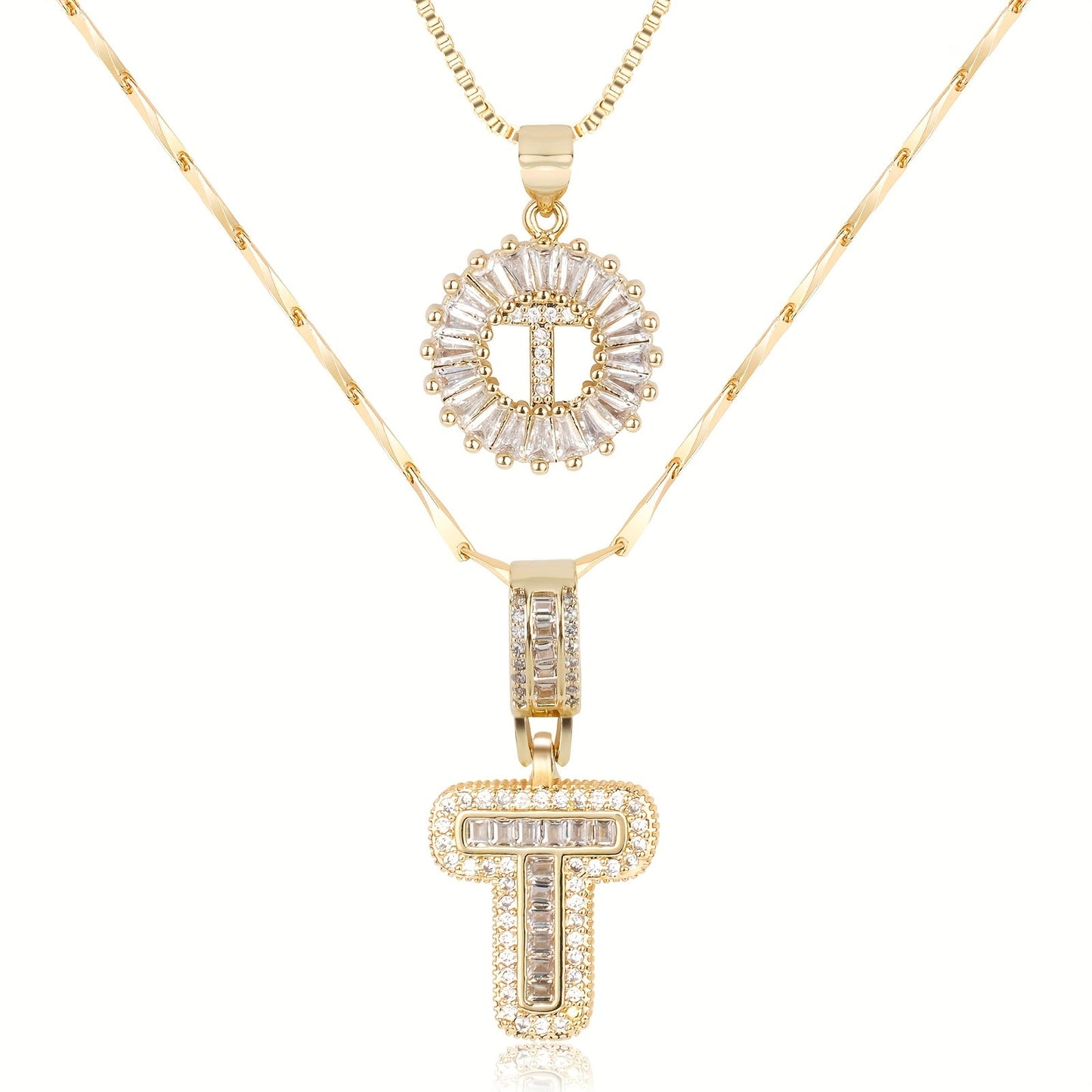 Primrose™ Collares Iniciales de Letra con Diamantes de 14k (2 piezas)