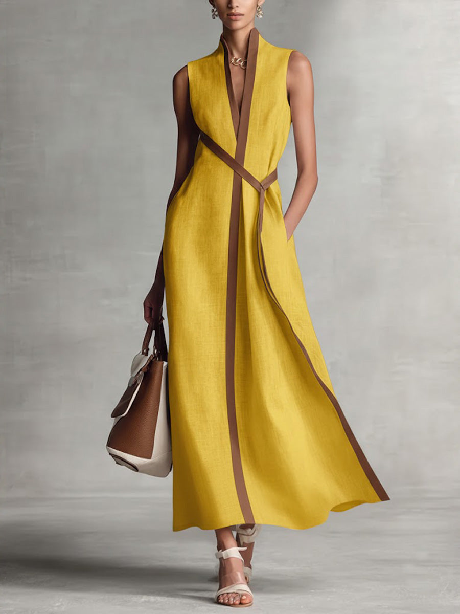 Bexley™ Vestido Maxi Envolvente de Mezcla de Lino Refinado