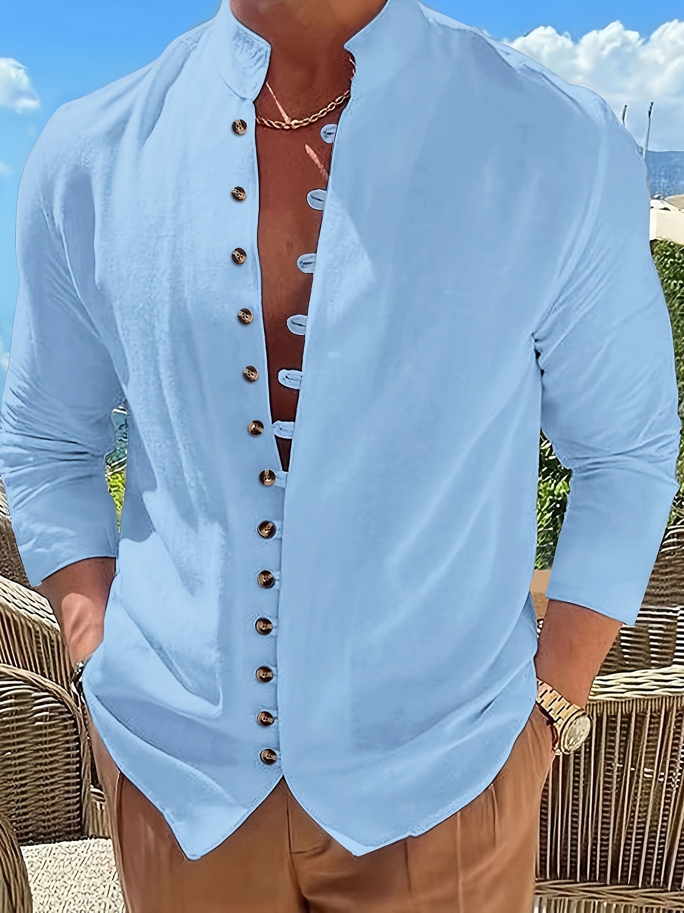 Haviron™ Camisa Retro para Hombre de Manga Larga y Corte Suelto