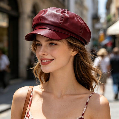 Blair | Gorra de Beret de pu de Cuero Británico para Mujeres