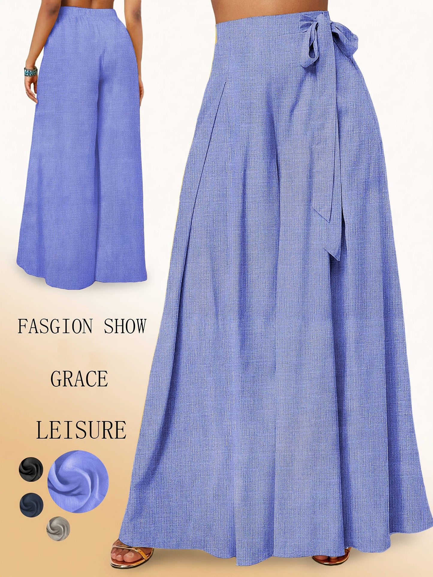 Valerie | Pantalón de Pierna Ancha con Cintura Alta y Lazo Elegante