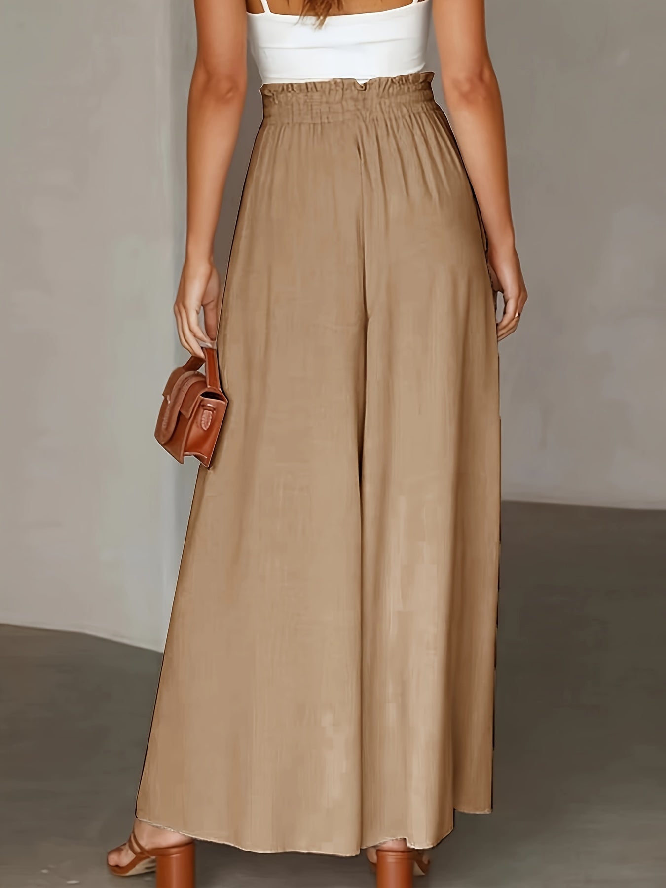 Corae™ Pantalones Sueltos de Pierna Ancha con Cintura Alta y Cordón