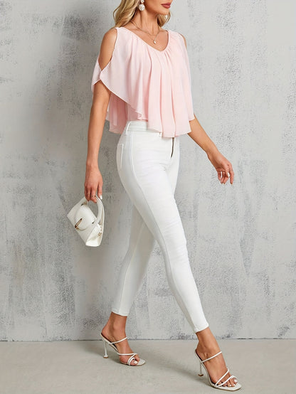 Adele | Blusa Plisada de Hombros Descubiertos con Estilo Elegant