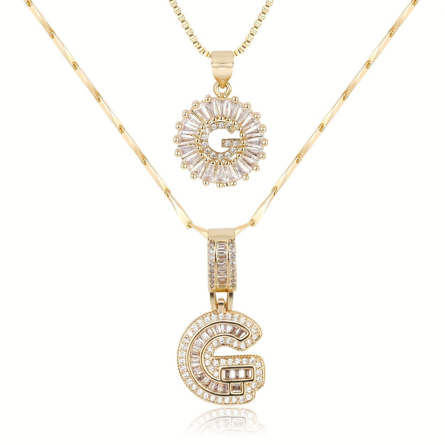 Primrose™ Collares Iniciales de Letra con Diamantes de 14k (2 piezas)