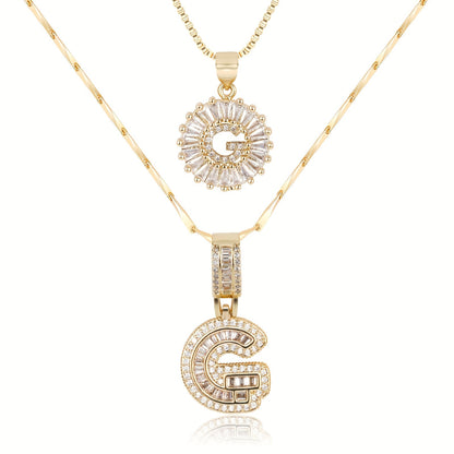 Primrose™ Collares Iniciales de Letra con Diamantes de 14k (2 piezas)