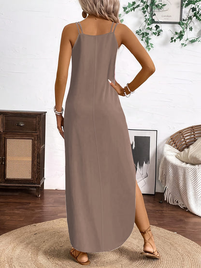 Sailor™ Vestido Midi de Tirantes con Escote en V y Estilo Relajado
