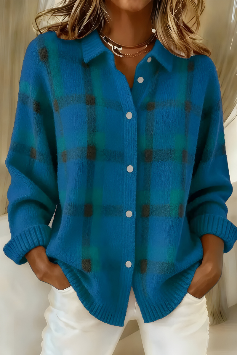 Noréa™ Cardigan Punto Cuadros Luz Tenue
