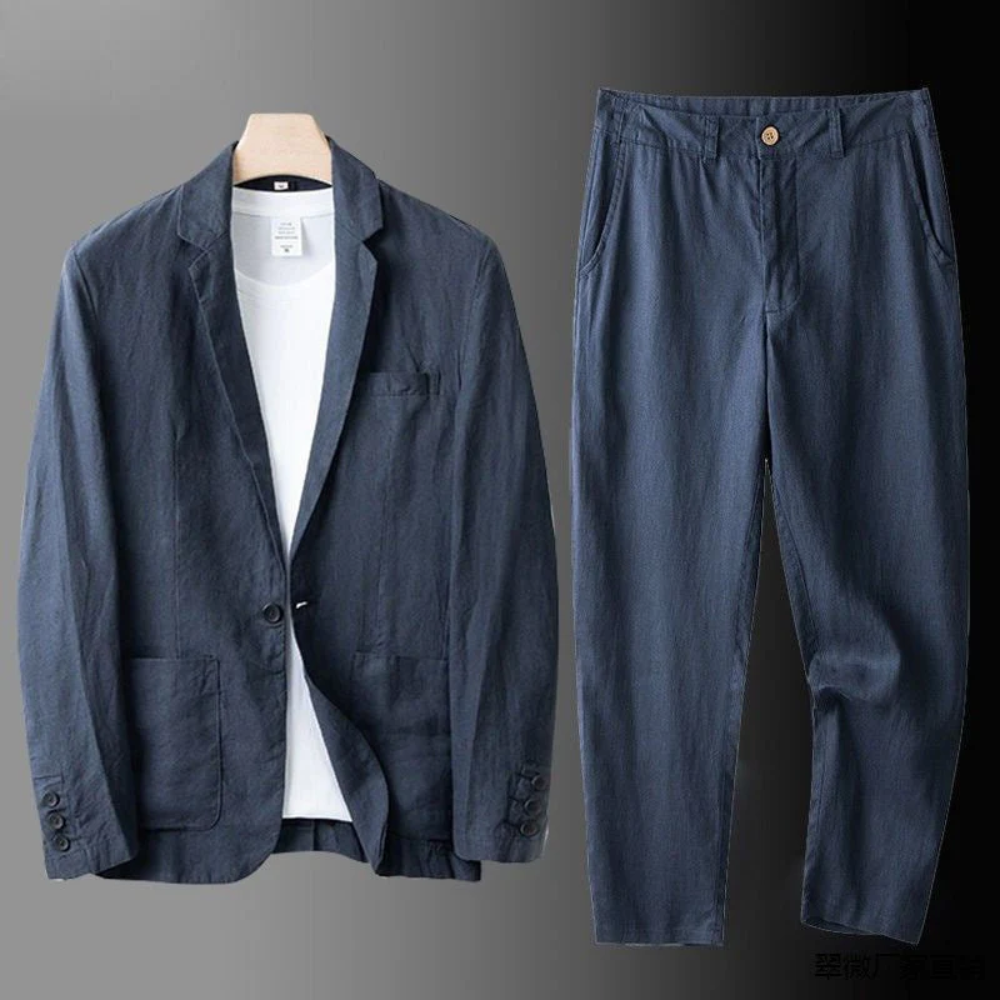 Montiero™ Conjunto de lino cómodo y transpirable para hombre