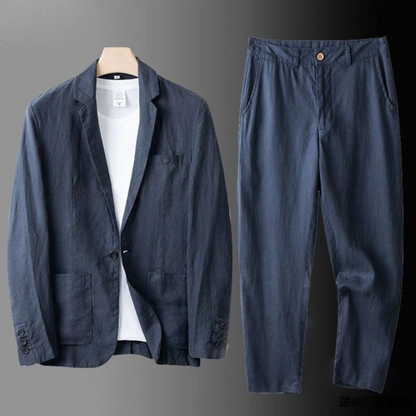 Montiero™ Conjunto de lino cómodo y transpirable para hombre