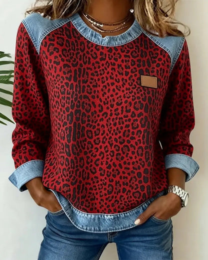 Virezza™ Suéter Mezclilla Parche Leopardo