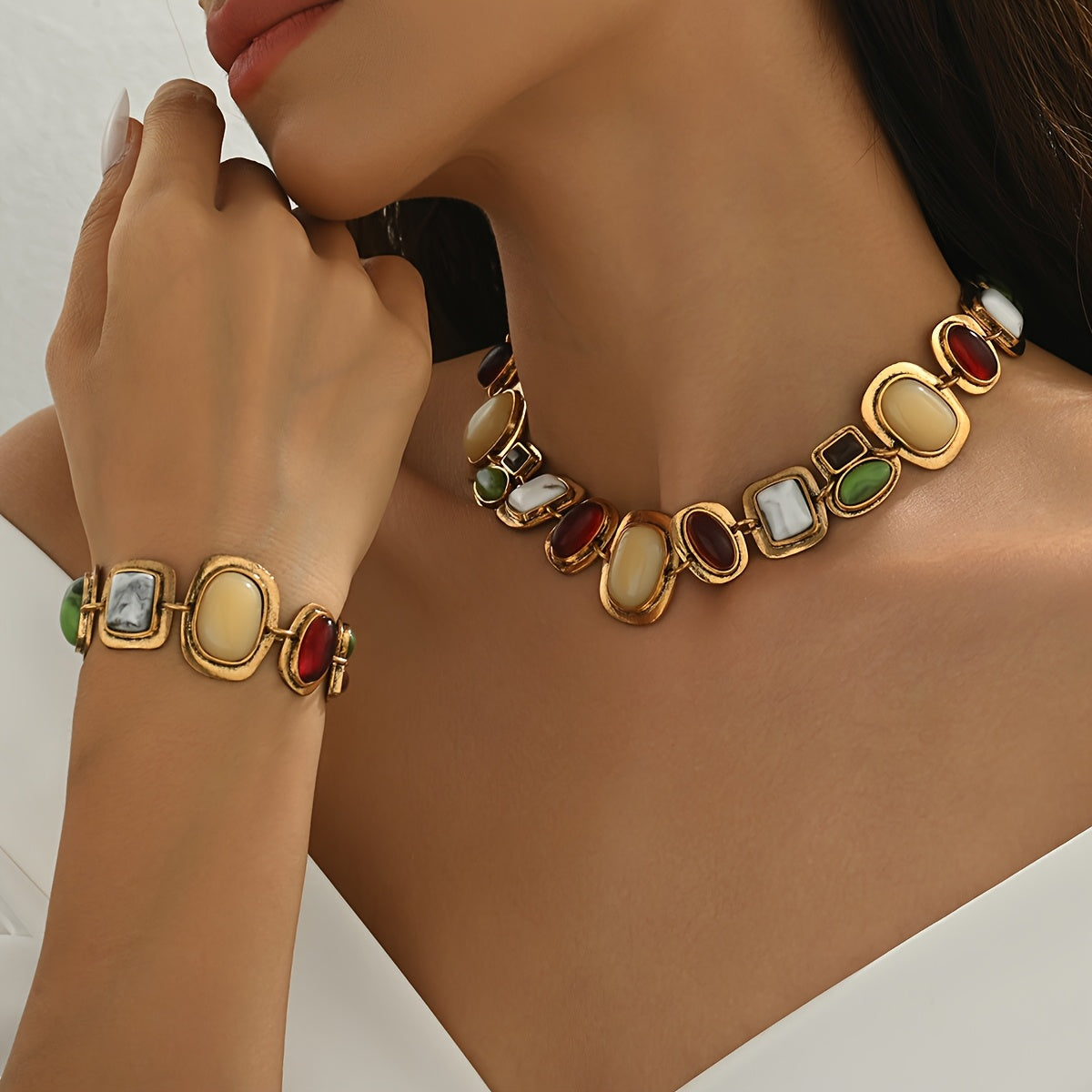Graevis™ Set Bohemio de Collar y Pulsera con Diseño Étnico Multicolor