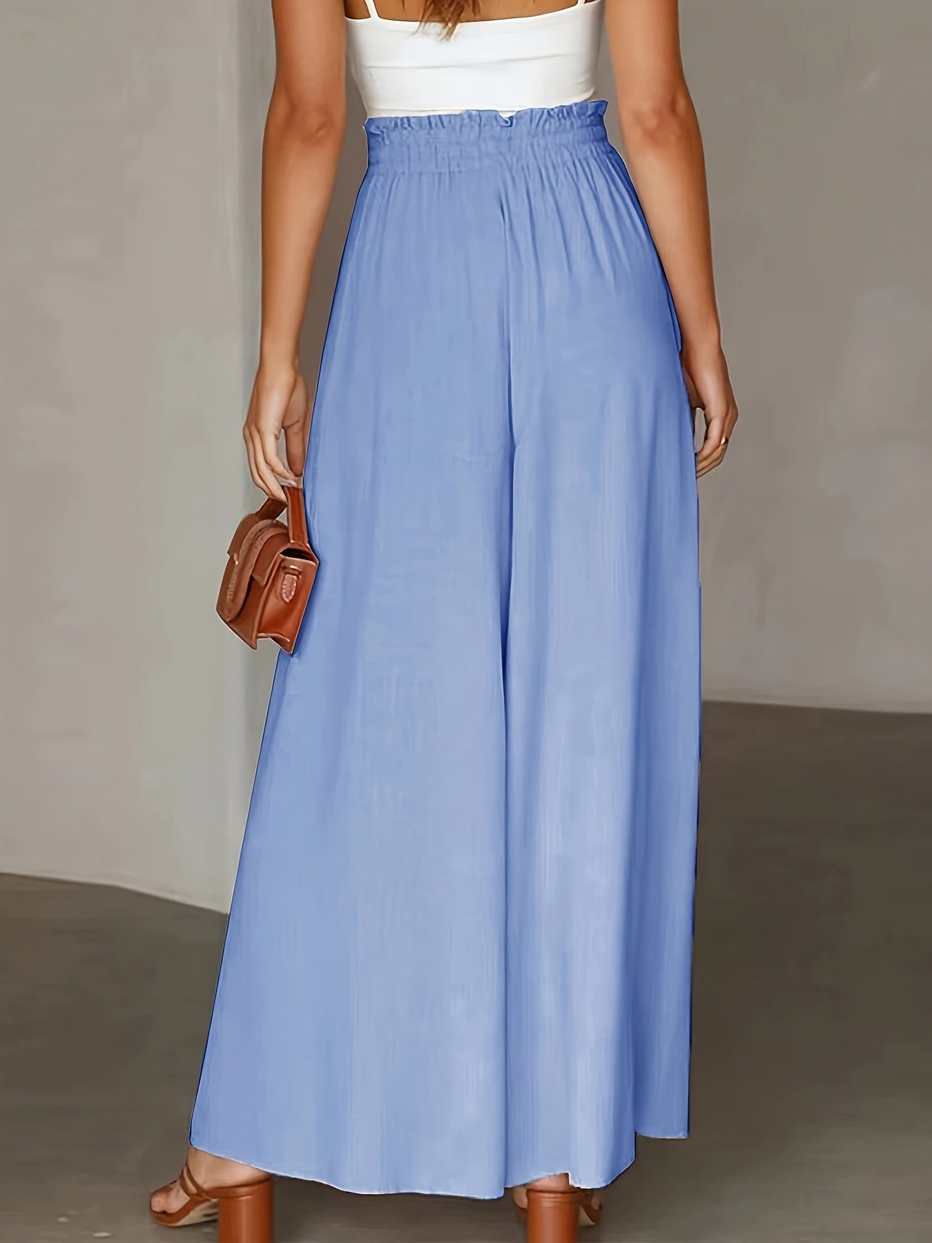 Corae™ Pantalones Sueltos de Pierna Ancha con Cintura Alta y Cordón