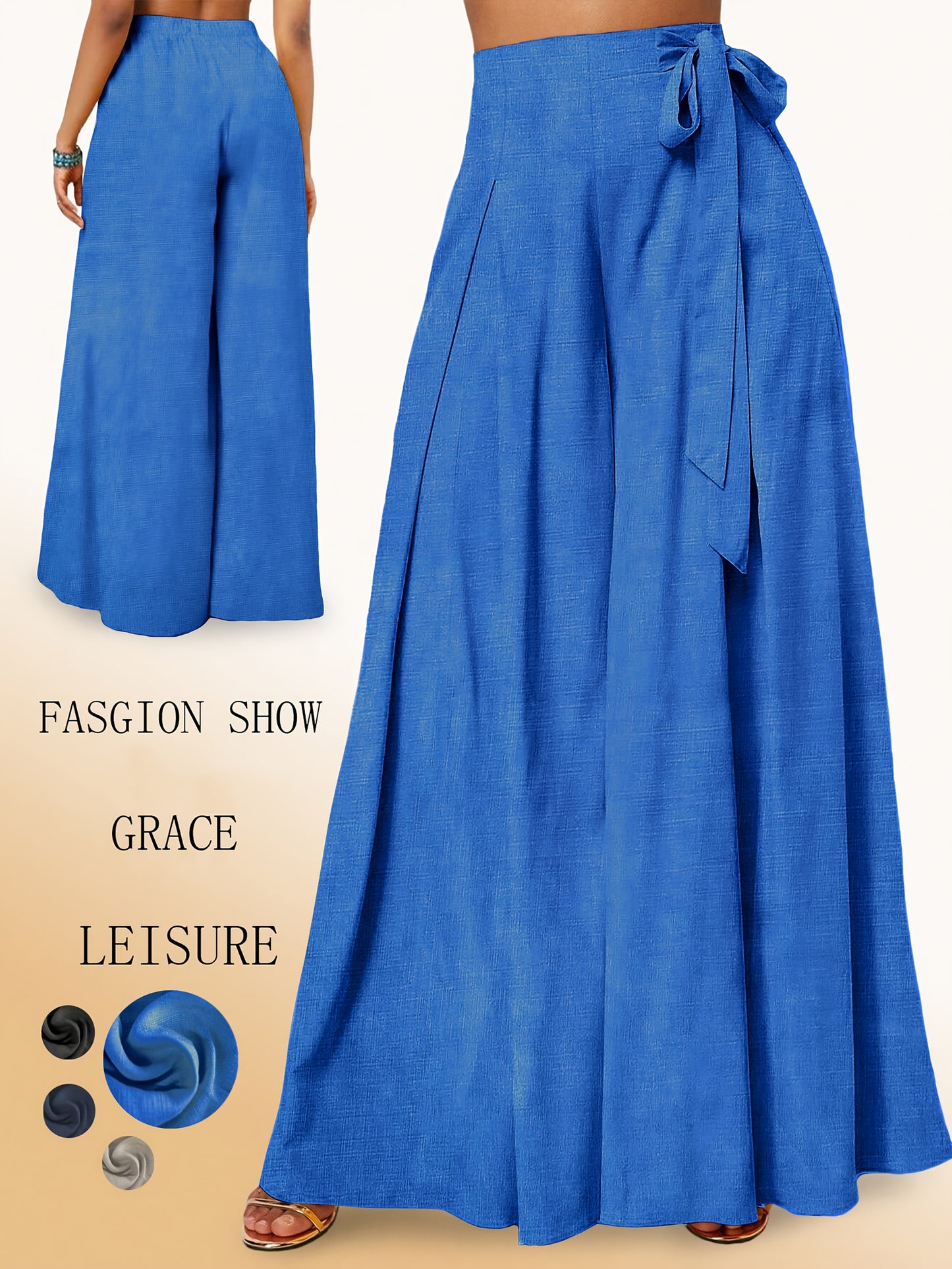 Valerie | Pantalón de Pierna Ancha con Cintura Alta y Lazo Elegante