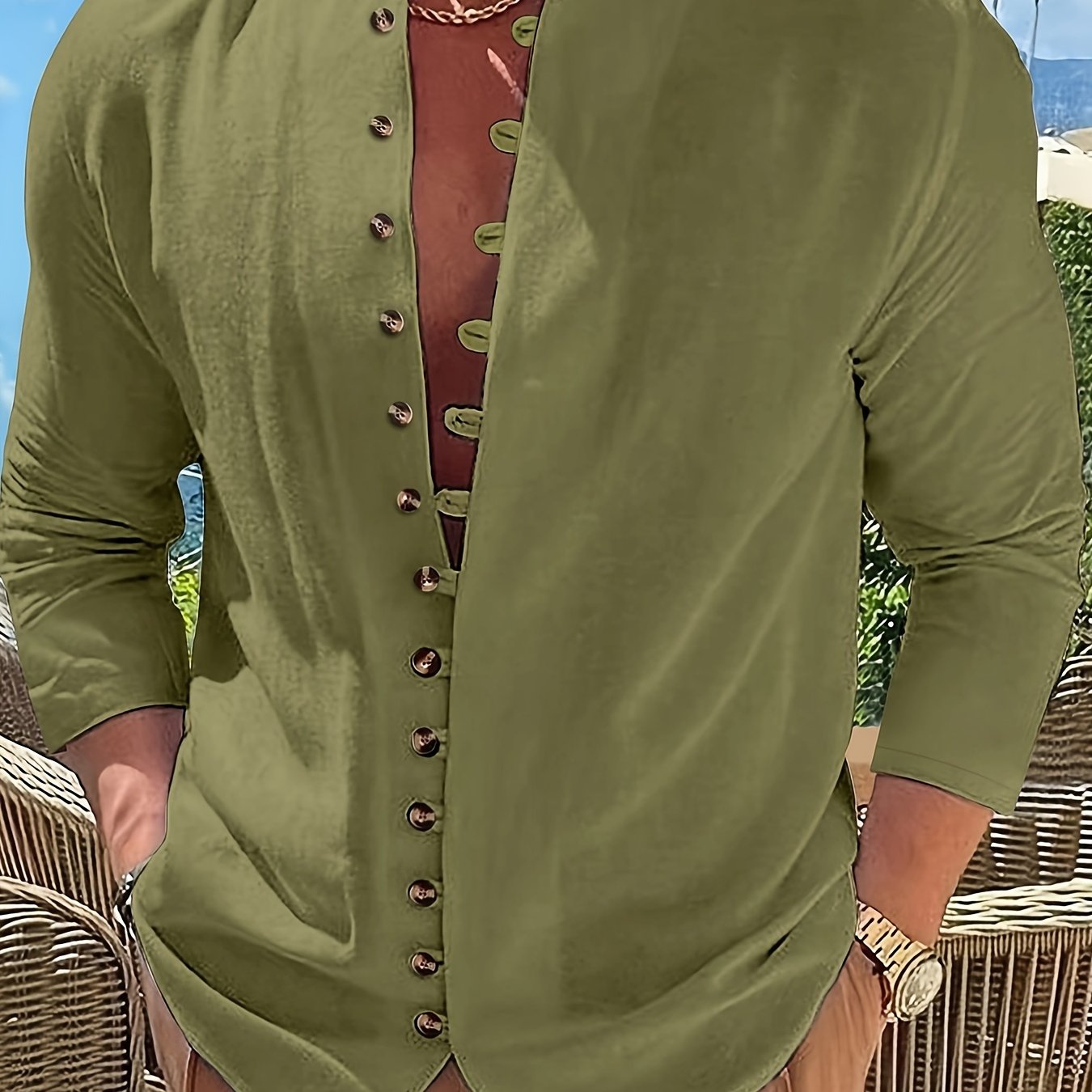 Haviron™ Camisa Retro para Hombre de Manga Larga y Corte Suelto