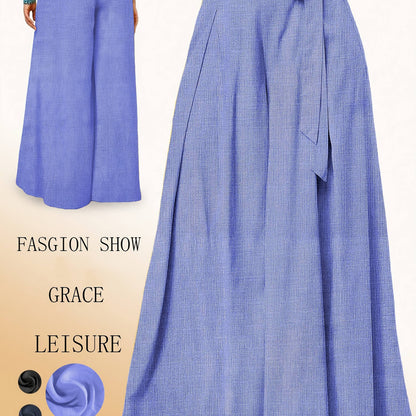 Valerie | Pantalón de Pierna Ancha con Cintura Alta y Lazo Elegante