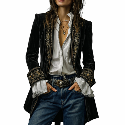 Sable & Oro™ Blazer Bordado de Lujo