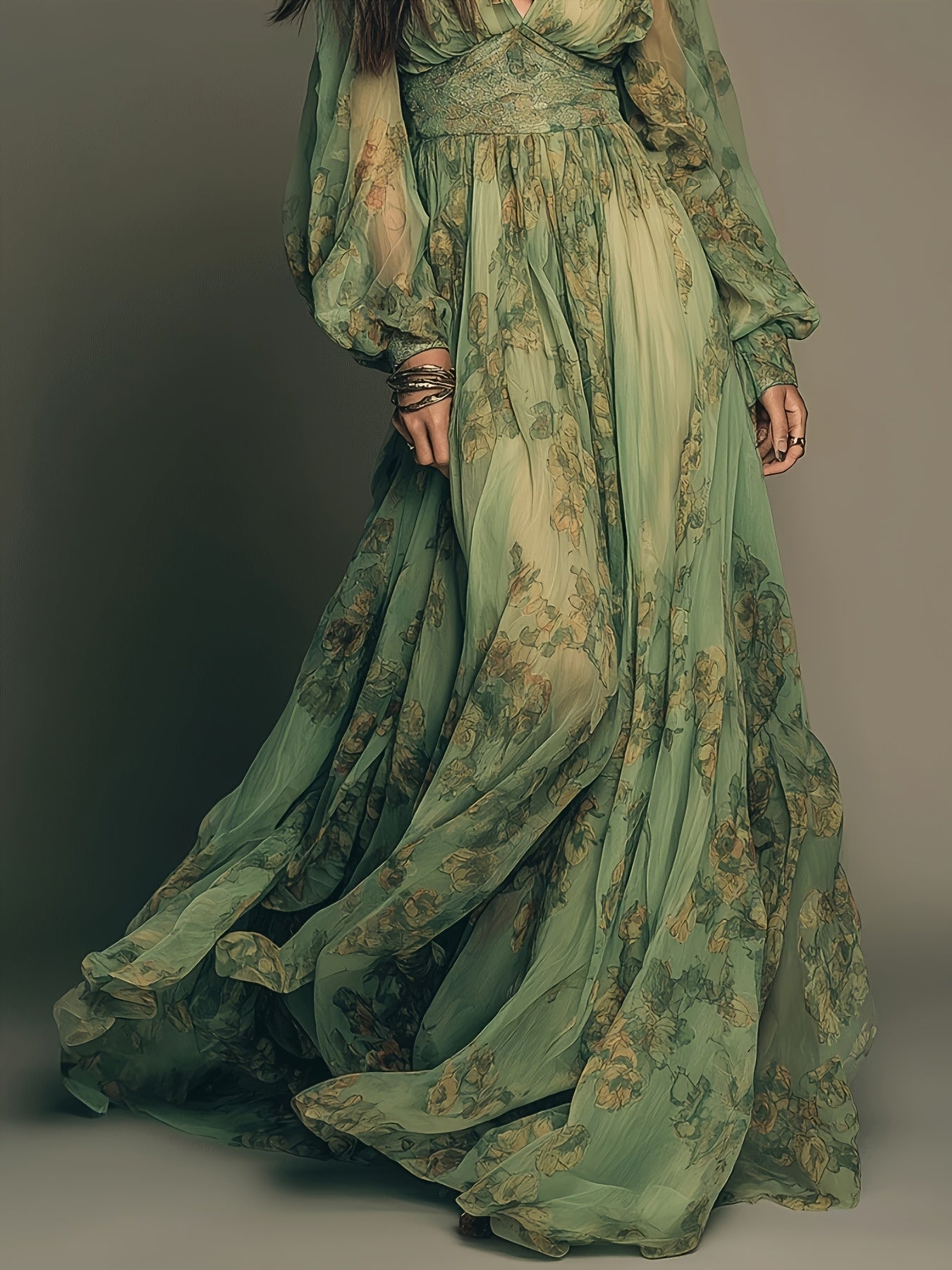 Amanda | Vestido Maxi Floral Bohemio con Volantes y Encanto Vintage