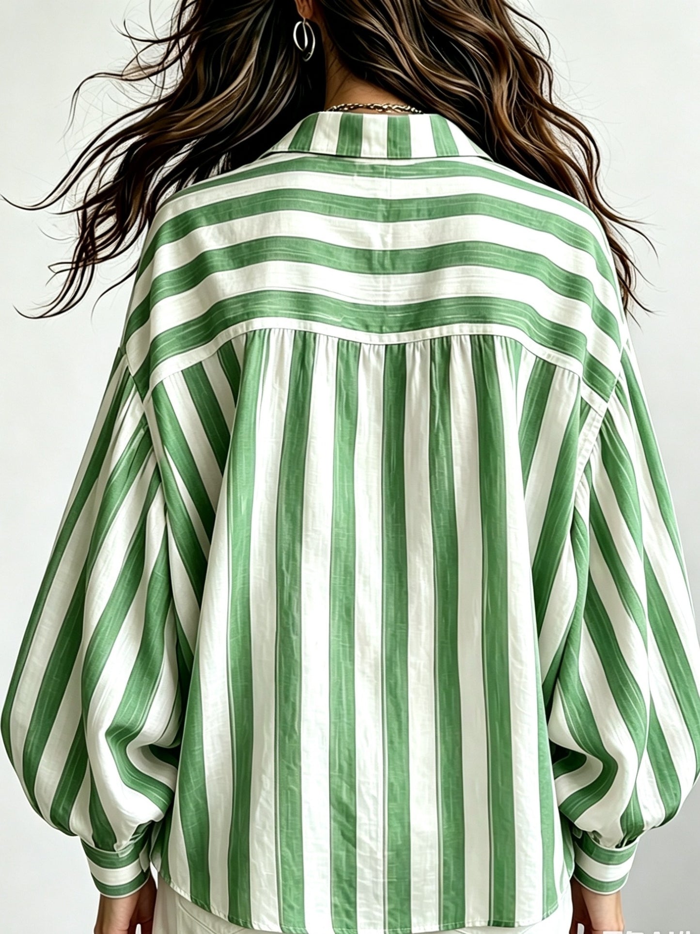 Rosetta | Camisa de Manga Larga de Estilo Retro a Rayas para Mujeres, Estilo Vacacional Suelto, Top de Playa Casual