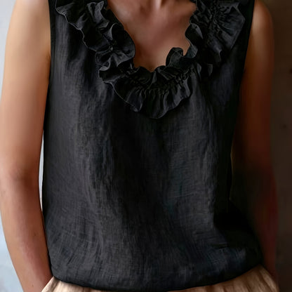 Katherine | Camisa Sin Mangas con Volantes de Corte Suelto para Primavera/Verano
