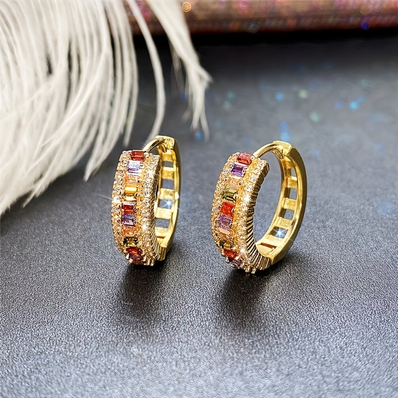 Natalia | 1 Par de Aros de Hombre de Zirconio Sintético Colorido de Moda Avant-Garde Joyería de Lujo para Hombre, Versátil para Uso Diario