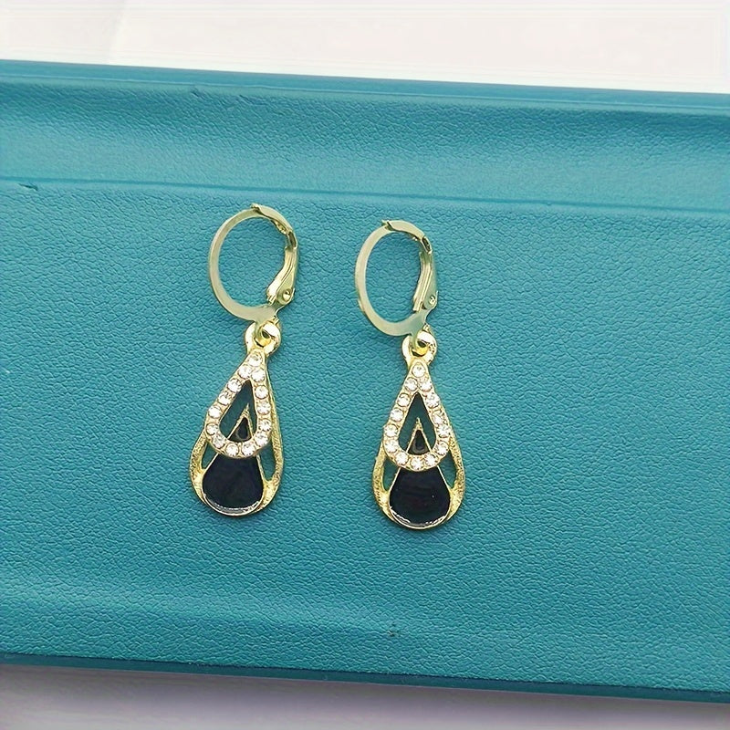 Ralia™ Aretes de Gota Doble con Diseño Calado y Acabado Elegante