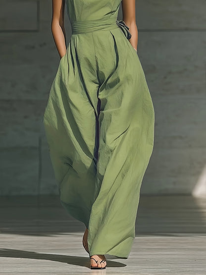 Juveth™ Mono Elegante de Un Hombro con Pierna Ancha y Cintura Definida
