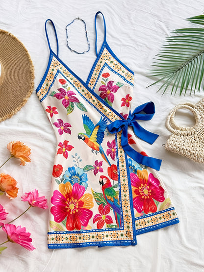 Dara™ Vestido Largo Tropical con Escote en V y Estampado Floral