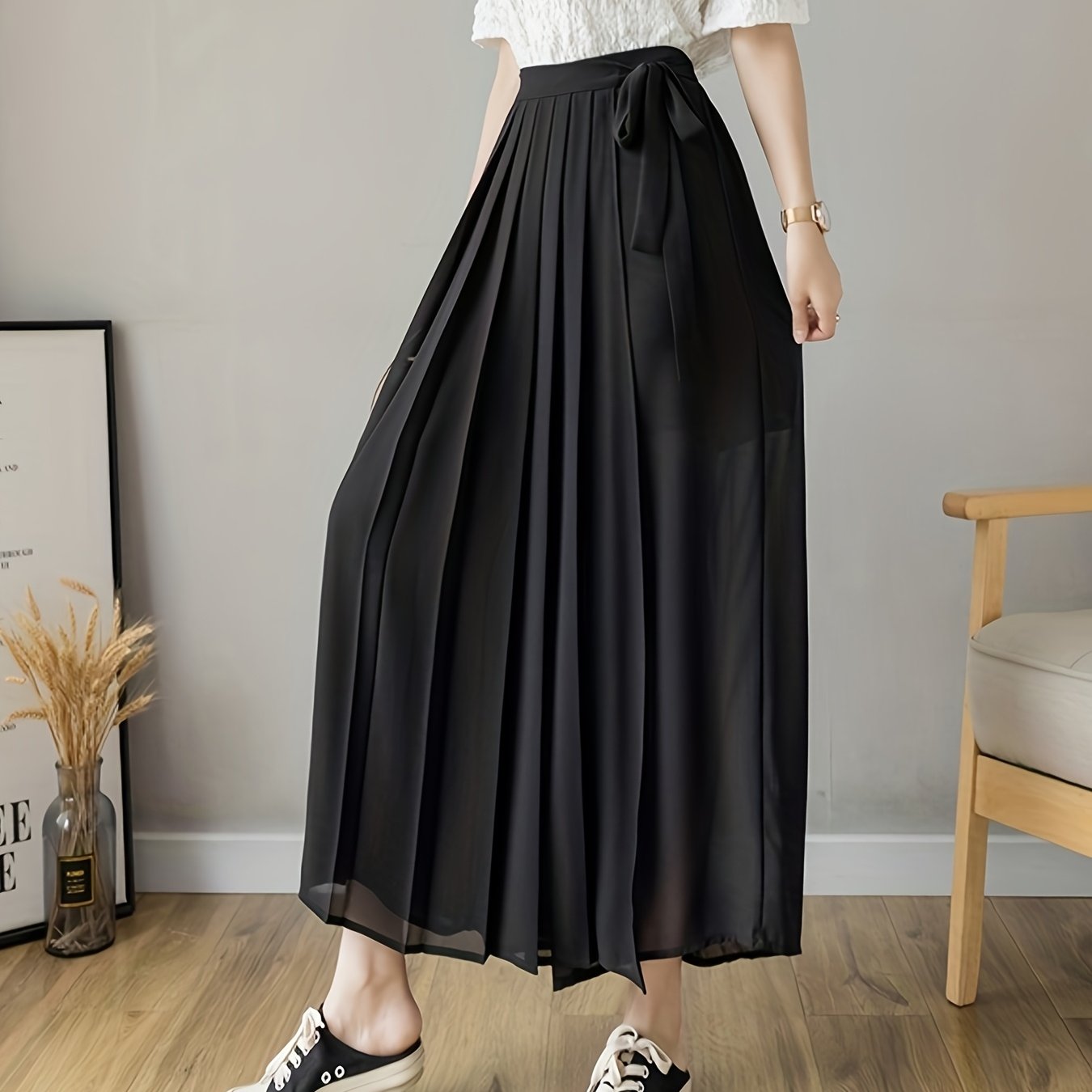 Caexine™ Pantalón de Pierna Ancha con Pliegues y Corte Elegante