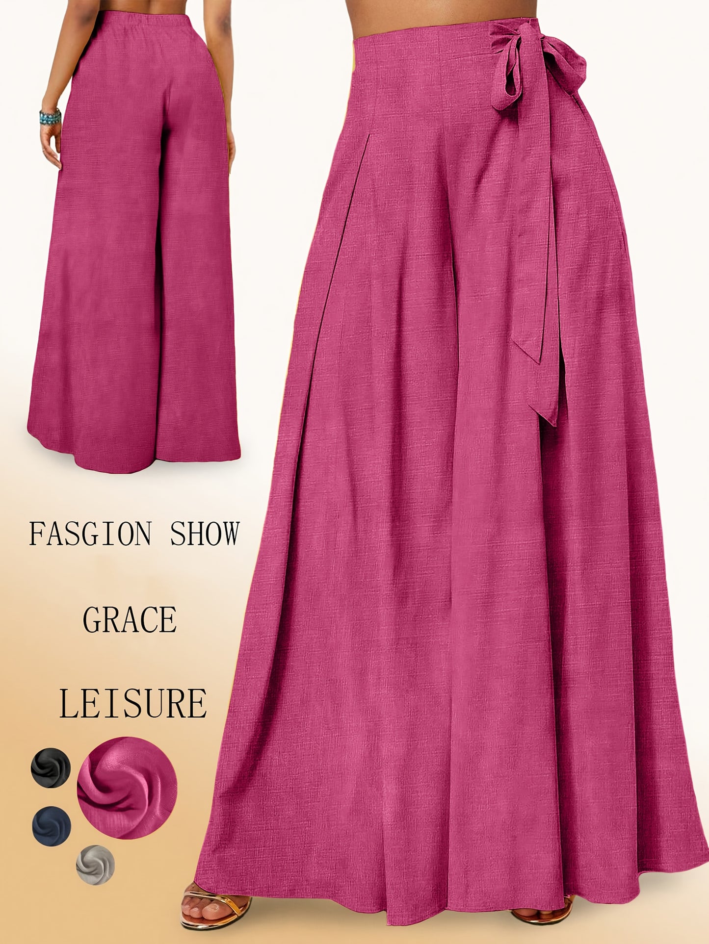 Valerie | Pantalón de Pierna Ancha con Cintura Alta y Lazo Elegante