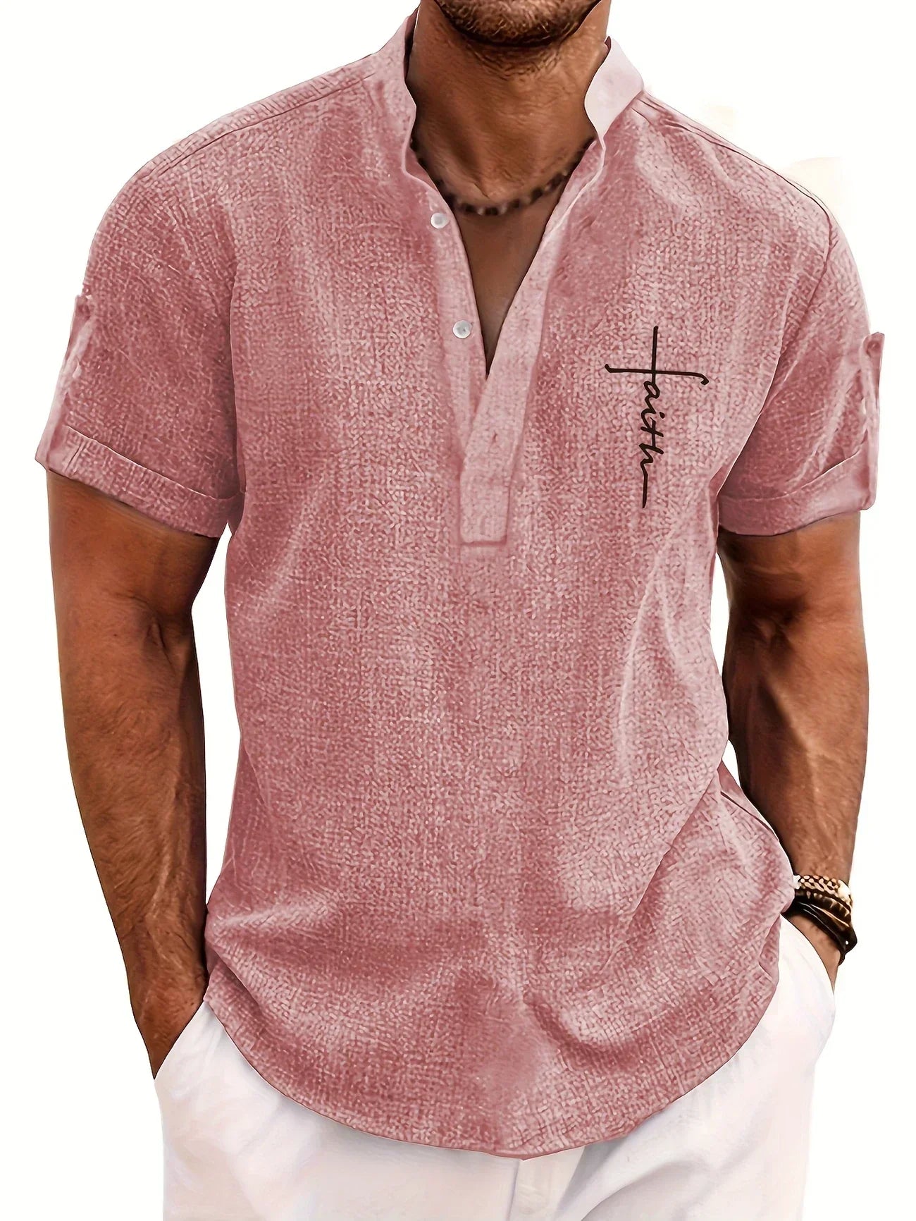 Hayes™ Camisa elegante de manga corta y cuello alto