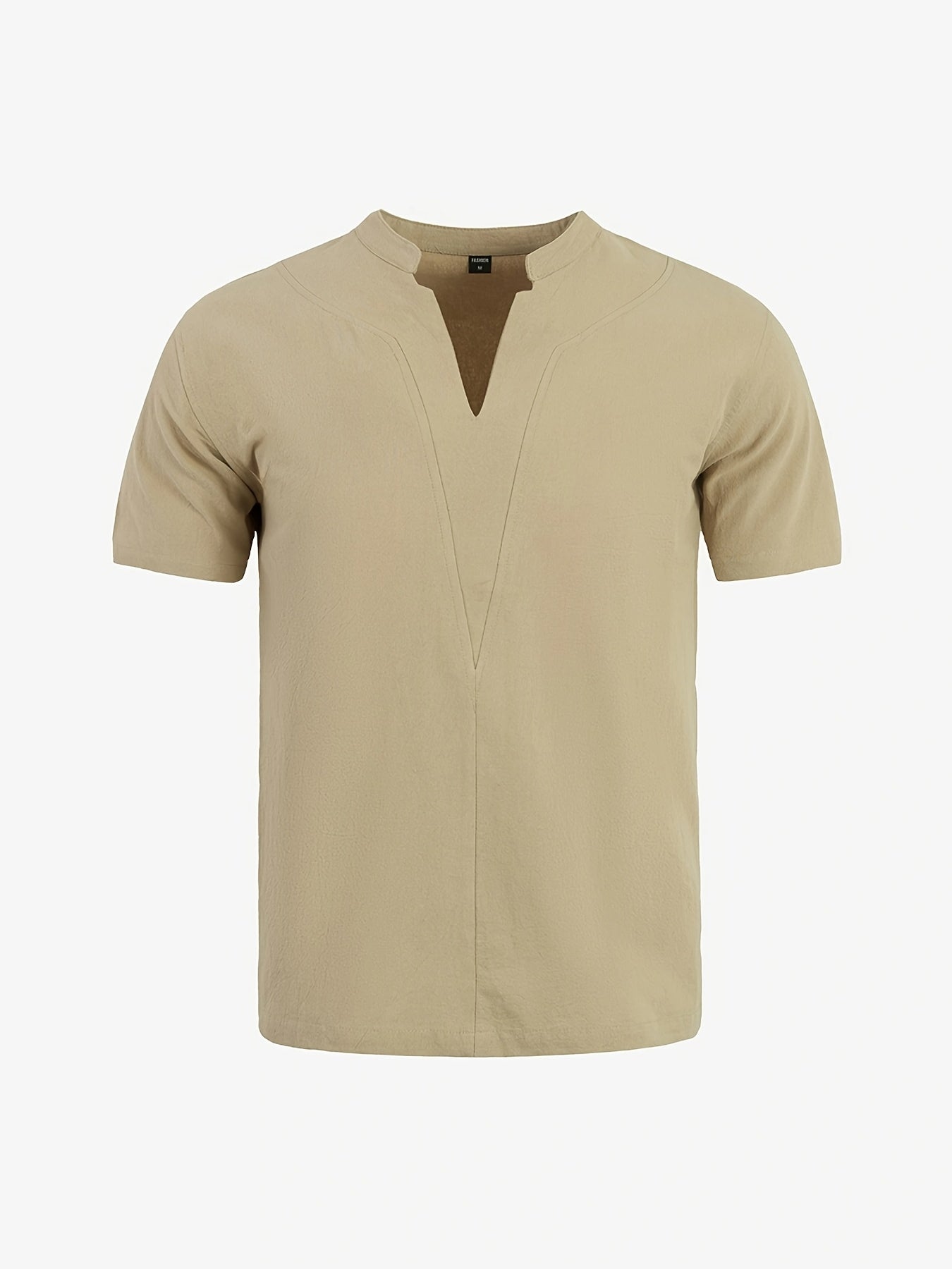Grexric™ Camisa de Lino para Hombre con Cuello Mao y Corte Relajado