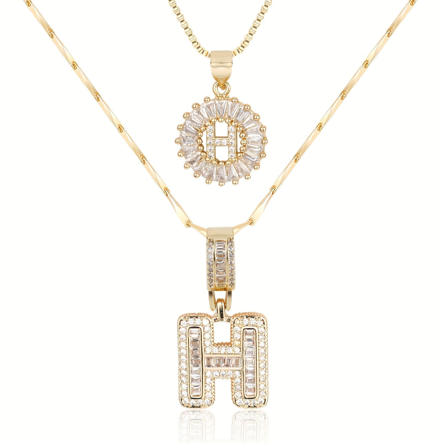 Primrose™ Collares Iniciales de Letra con Diamantes de 14k (2 piezas)