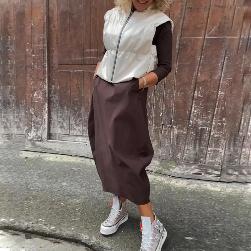 Caelune™ Vestido elegante y sencillo con bolsillos para mujer