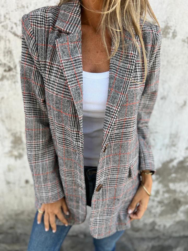Melorae™ Blazer Casual Cuadros Clásicos