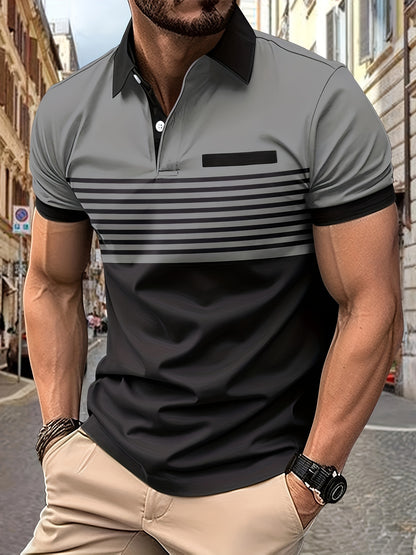 Korvexi™ Playera Casual para Hombre con Rayas Finas y Manga Corta