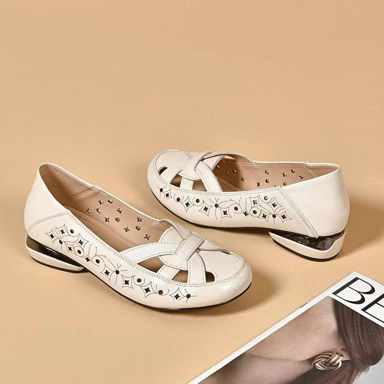 Janira™ Zapatos de Piel sin Cordones con Diseño de Cortes Modernos