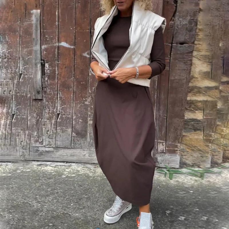 Caelune™ Vestido elegante y sencillo con bolsillos para mujer