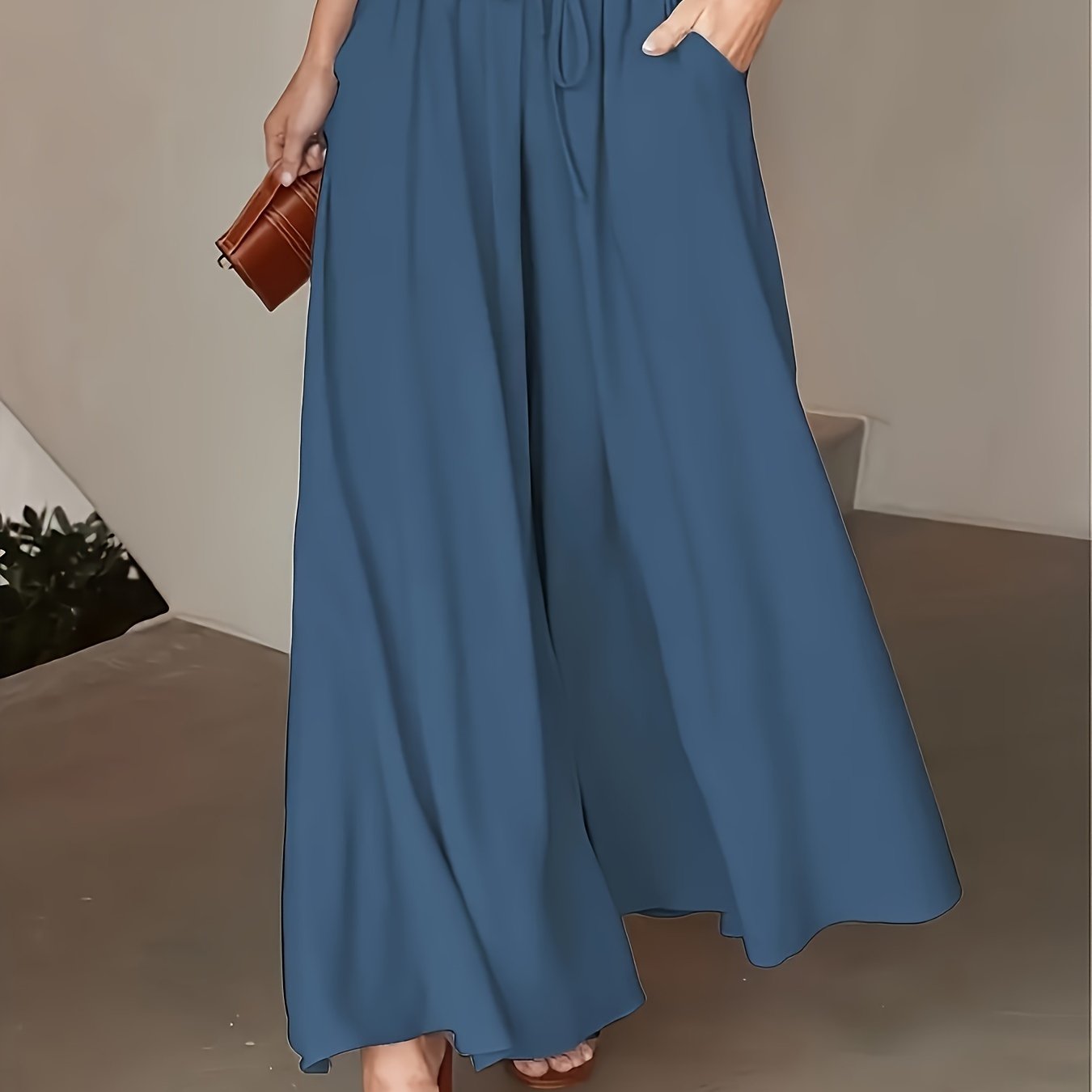 Corae™ Pantalones Sueltos de Pierna Ancha con Cintura Alta y Cordón