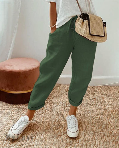 Dorevia™ Pantalones Casuales de Algodón y Lino para Mujer Cómodos y Ligero