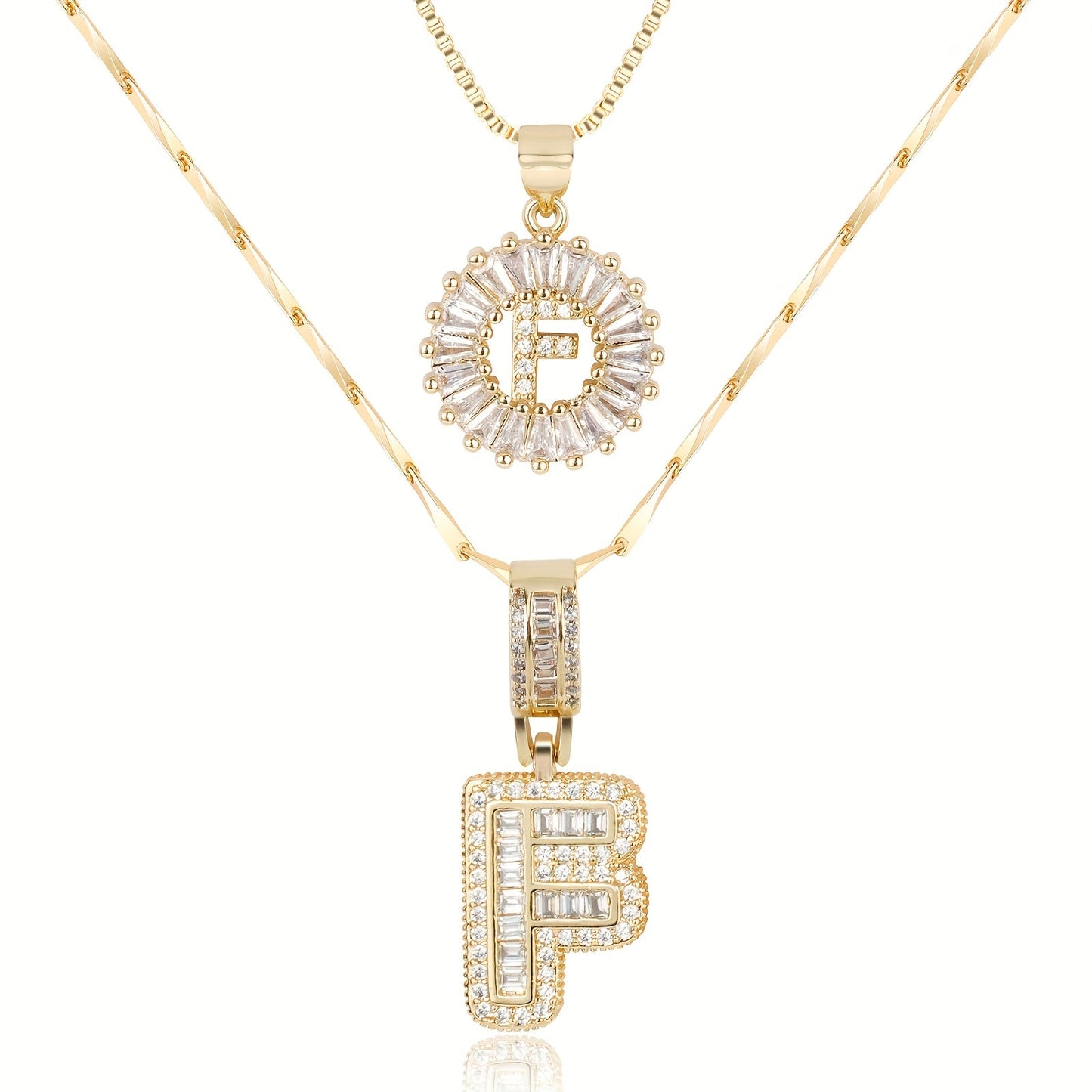 Primrose™ Collares Iniciales de Letra con Diamantes de 14k (2 piezas)