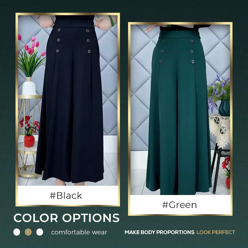 Nell™ Pantalones plisados elegantes con piernas anchas