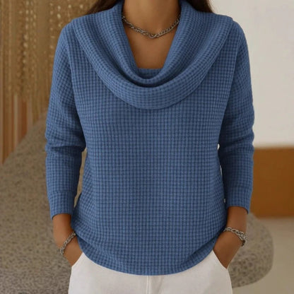 Zuri™ Suéter waffle suave con cuello elegante
