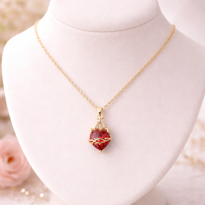 Aurelienna™ Collar del Sagrado Corazón de Jesús con Baño de Oro