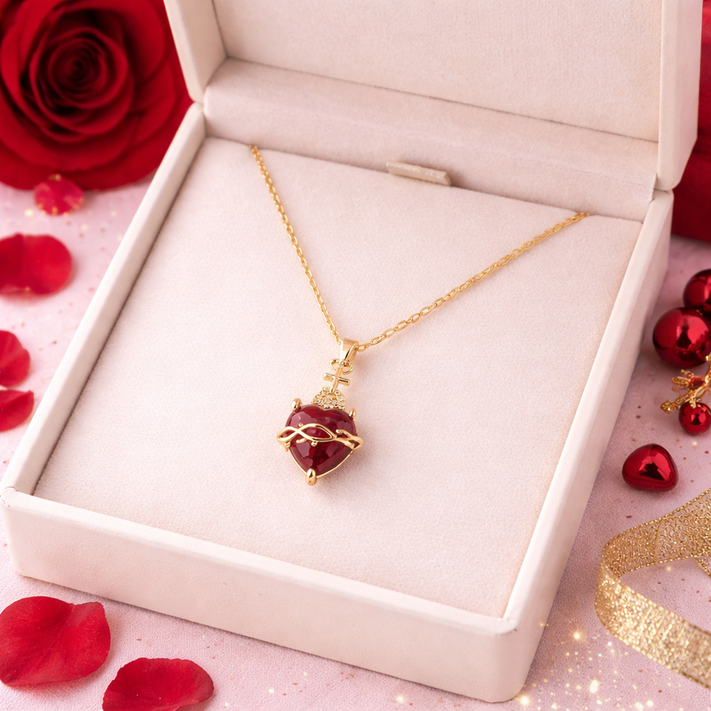 Aurelienna™ Collar del Sagrado Corazón de Jesús con Baño de Oro