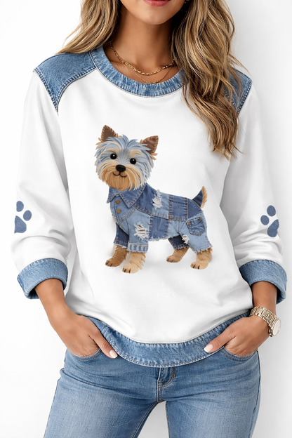 Barkette™ Blusa Diseño Perrito Textura Denim