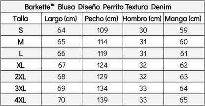 Barkette™ Blusa Diseño Perrito Textura Denim