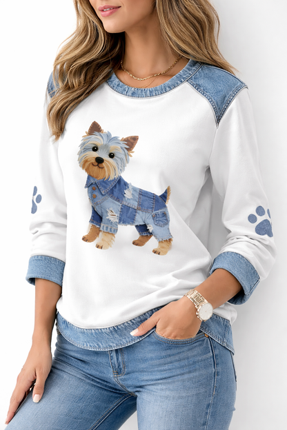 Barkette™ Blusa Diseño Perrito Textura Denim