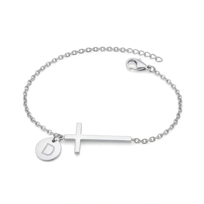 Elodryn™ Pulsera Inicial Sagrada – Cruz Personalizada