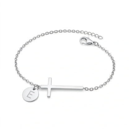 Elodryn™ Pulsera Inicial Sagrada – Cruz Personalizada